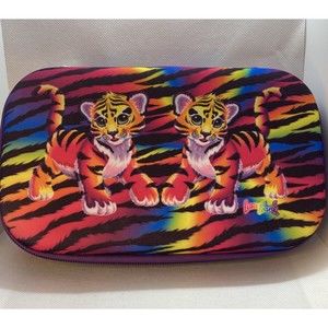 Lisa Frank Stationary Tiger Pencil Pouch Makeup Travel Trinket Box Zip